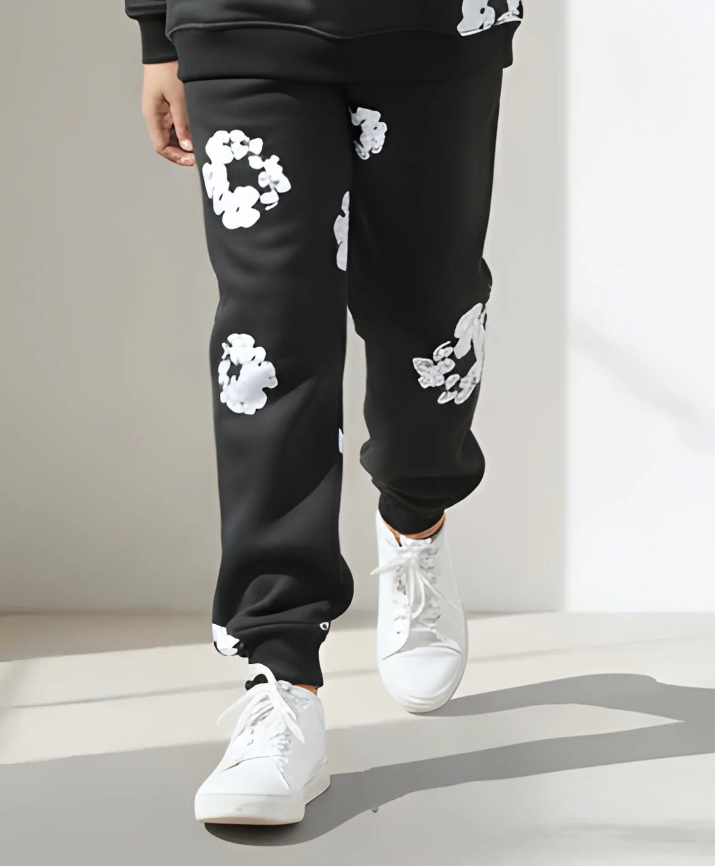 POP BLACK & WHITE GIRLS FLEECE WINTER JOGGER - BLACK