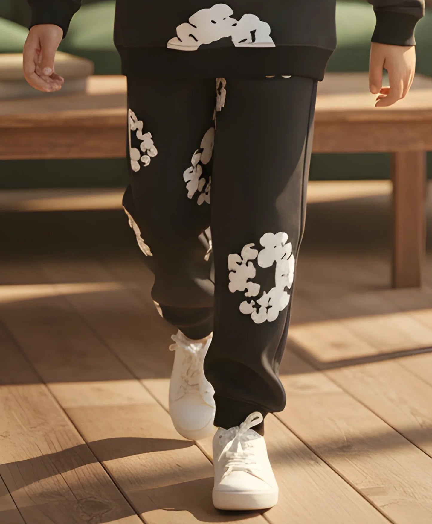 POP BLACK & WHITE GIRLS FLEECE WINTER JOGGER - BLACK
