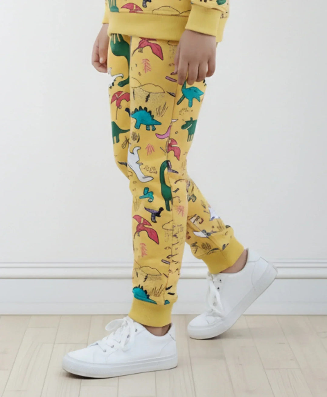 RAINING DINOSAUR GIRLS FLEECE JOGGER - YELLOW - Anthrilo 