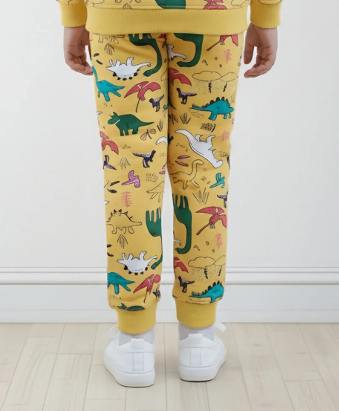 RAINING DINOSAUR GIRLS FLEECE JOGGER - YELLOW - Anthrilo 
