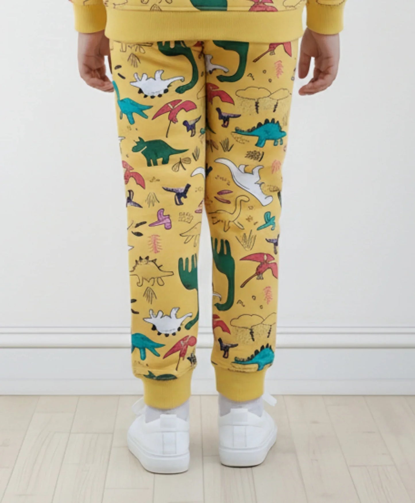 RAINING DINOSAUR GIRLS FLEECE JOGGER - YELLOW
