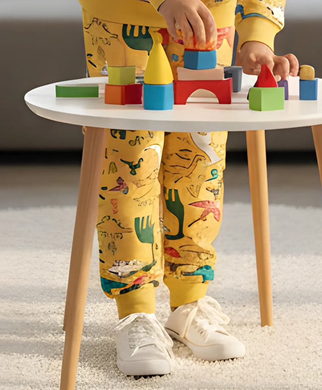 RAINING DINOSAUR GIRLS FLEECE JOGGER - YELLOW - Anthrilo 