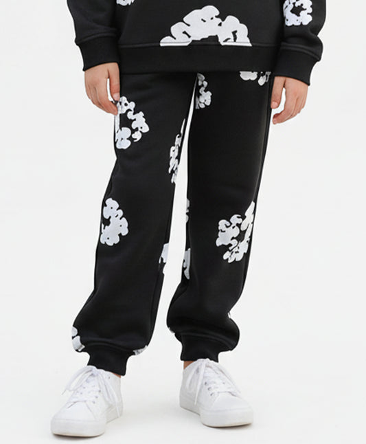POP BLACK & WHITE BOYS FLEECE WINTER JOGGER - BLACK