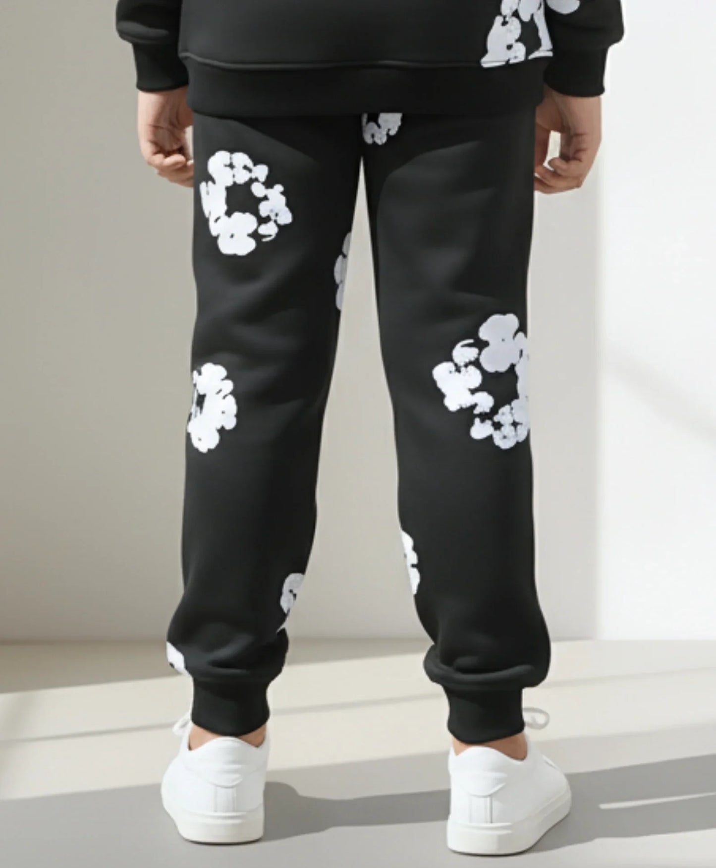 POP BLACK & WHITE BOYS FLEECE WINTER JOGGER - BLACK