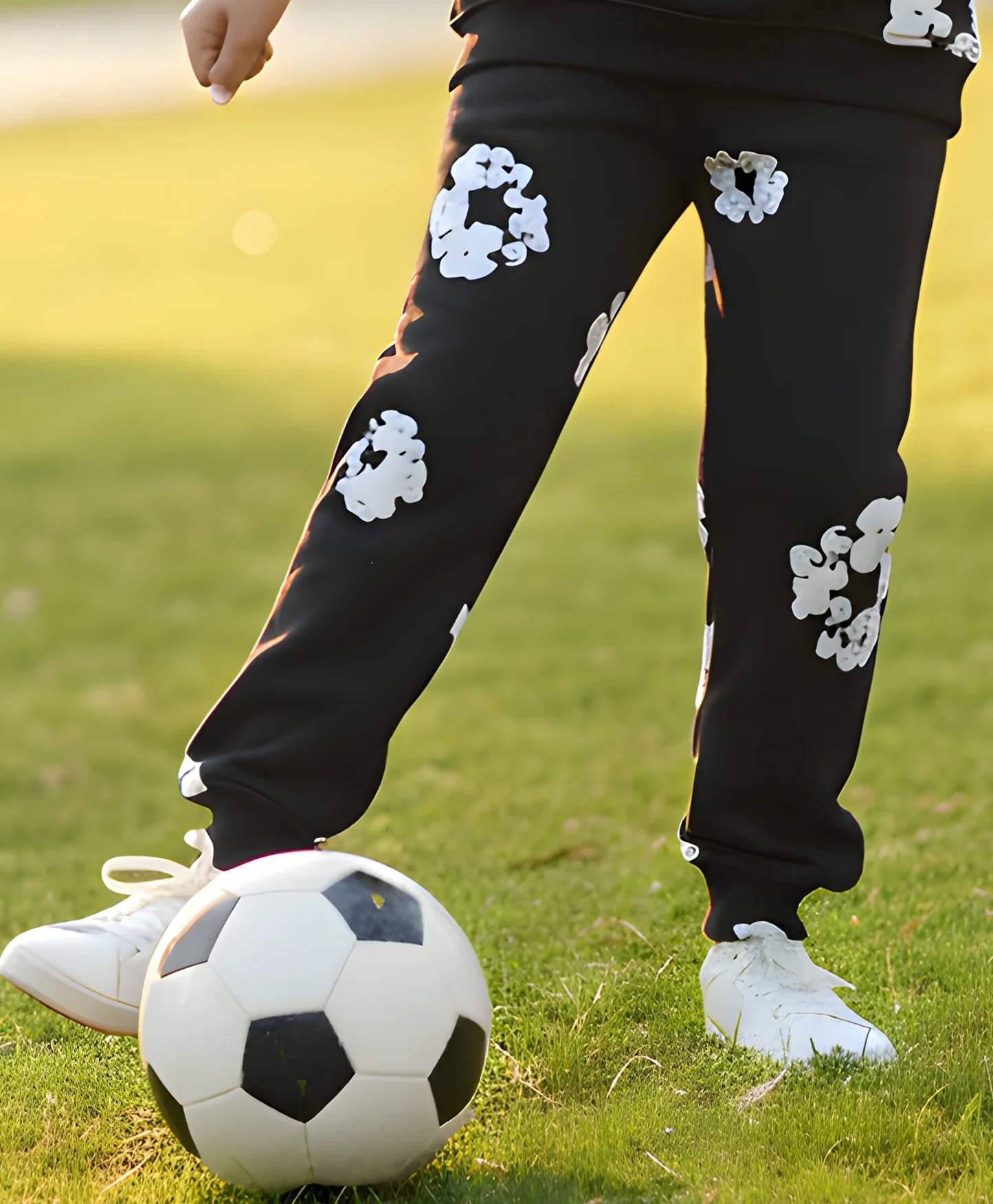 POP BLACK & WHITE BOYS FLEECE WINTER JOGGER - BLACK