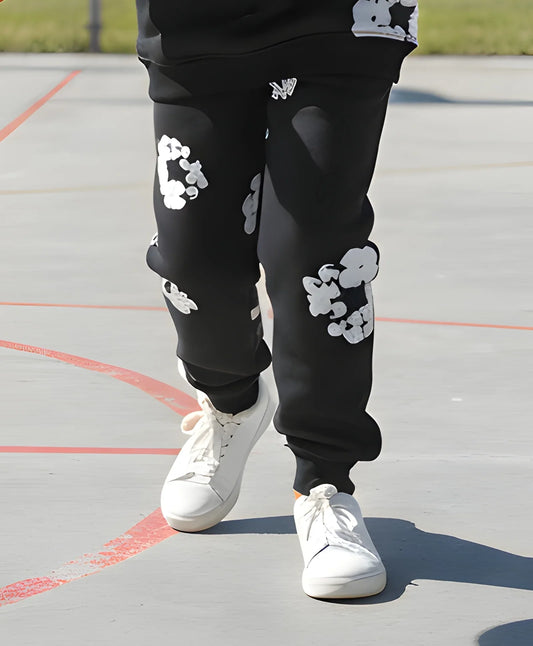 POP BLACK & WHITE BOYS FLEECE WINTER JOGGER - BLACK