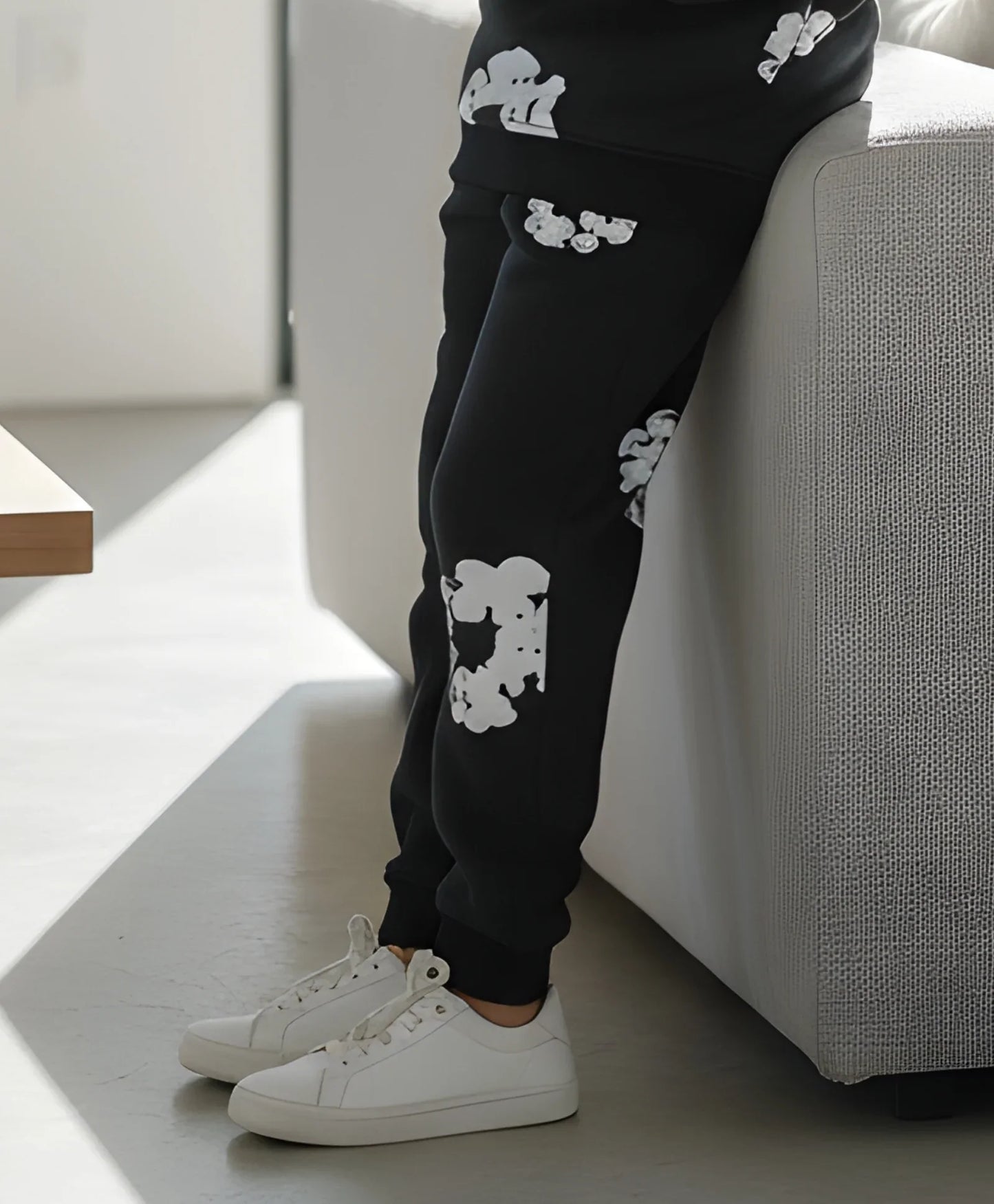 POP BLACK & WHITE BOYS FLEECE WINTER JOGGER - BLACK