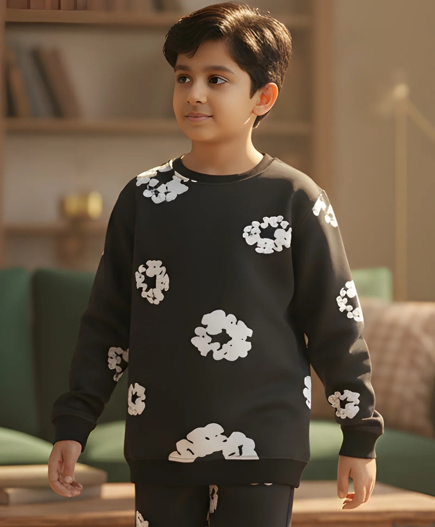 POP BLACK & WHITE BOYS FLEECE SWEATSHIRT - BLACK