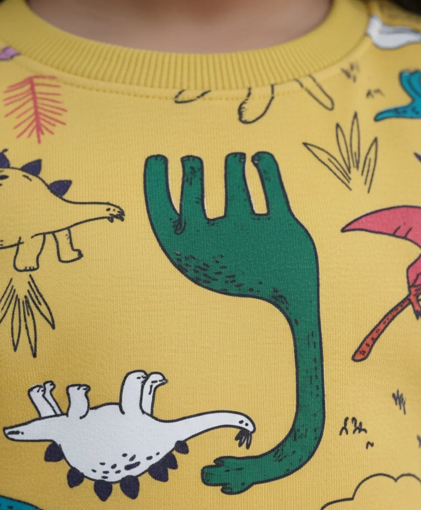 RAINING DINOSAUR BOYS FLEECE SWEATSHIRT - YELLOW