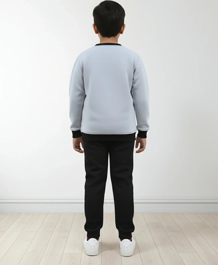 BLACK MELANGE BOYS FLEECE SWEATSHIRT BLACK JOGGER SET - MULTI - Anthrilo 