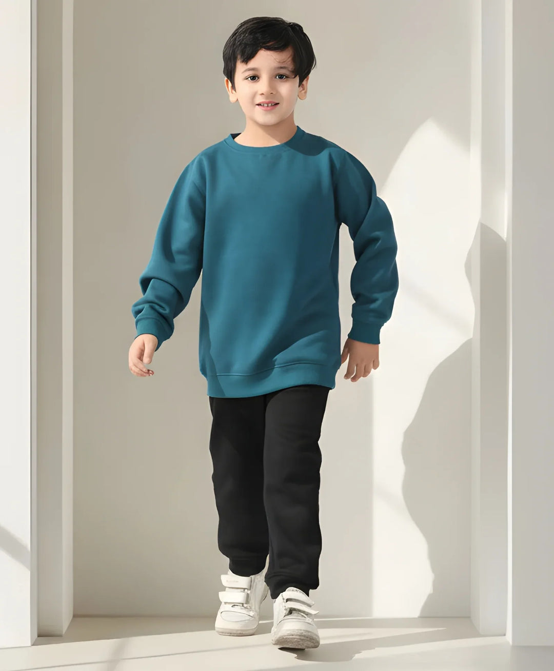 TEAL BOYS SWEATSHIRT BLACK FLEECE JOGGER SET - TEAL/BLACK