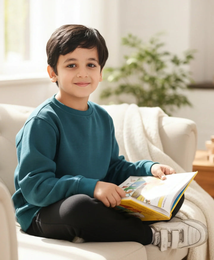 TEAL BOYS SWEATSHIRT BLACK FLEECE JOGGER SET - TEAL/BLACK