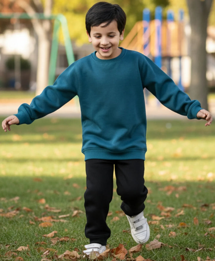 TEAL BOYS SWEATSHIRT BLACK FLEECE JOGGER SET - TEAL/BLACK