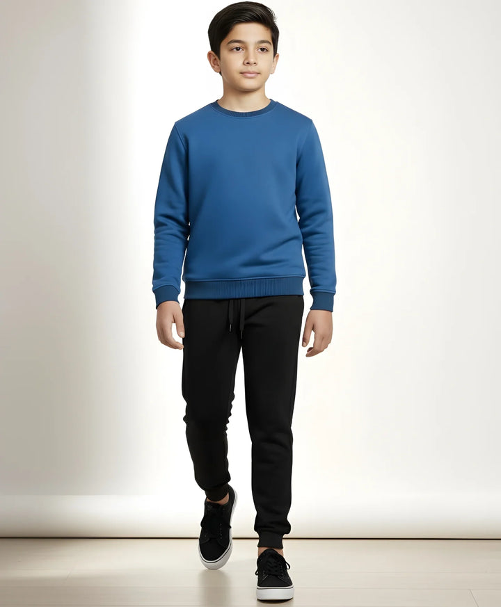 BLUE MELANGE BOYS SWEATSHIRT BLACK FLEECE JOGGER SET  - BLUE/BLACK - Anthrilo 