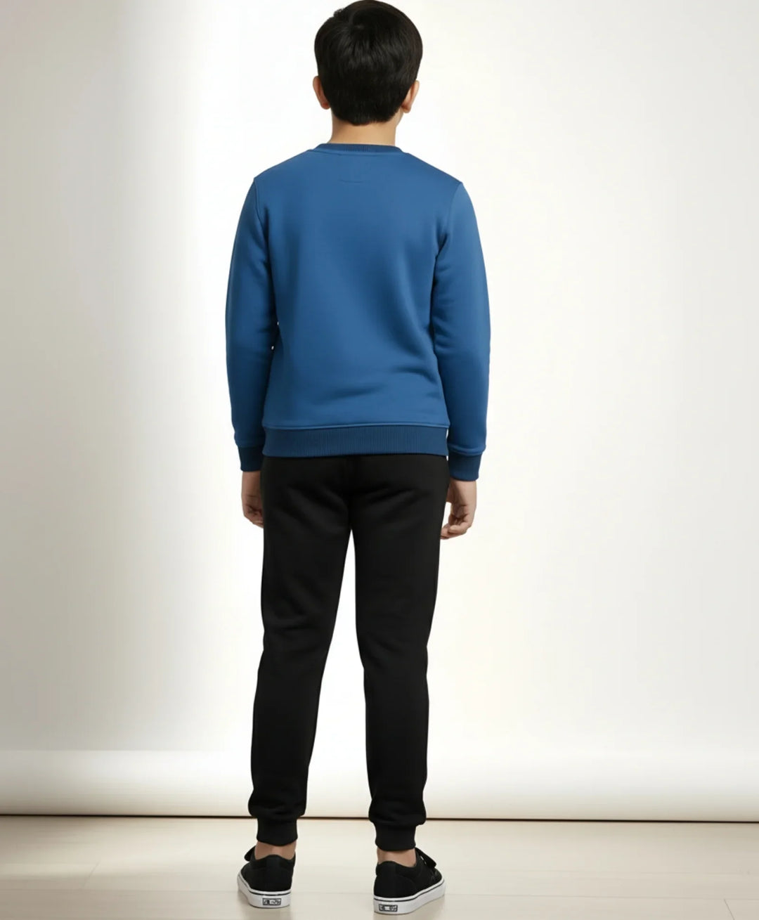 BLUE MELANGE BOYS SWEATSHIRT BLACK FLEECE JOGGER SET  - BLUE/BLACK - Anthrilo 
