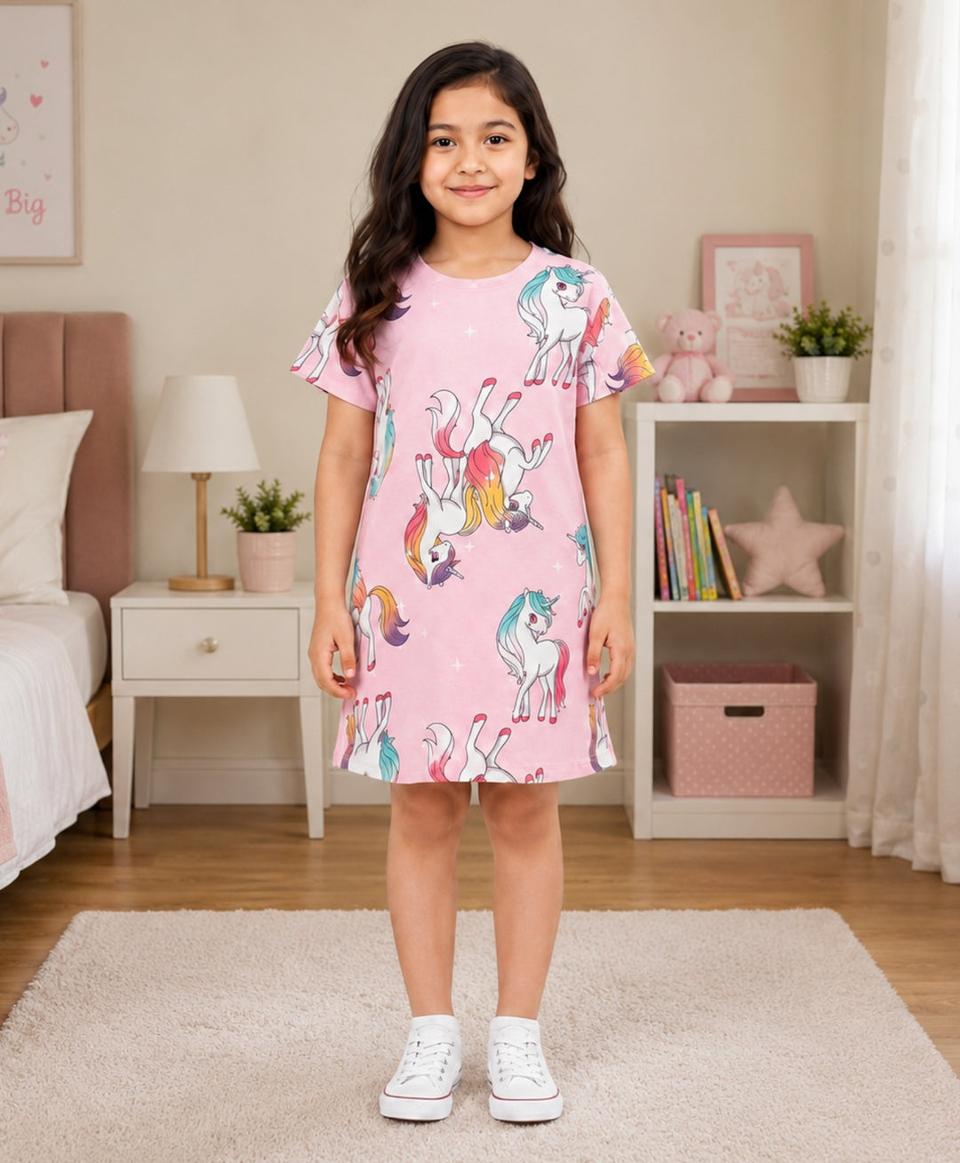 Unicorn Star Pretty Pink Casual Dress - Pink - Anthrilo 