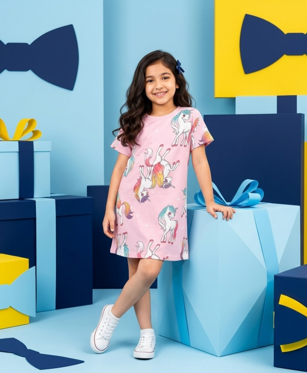 Unicorn Star Pretty Pink Casual Dress - Pink - Anthrilo 