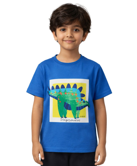STEGOSAURUS ROYAL SHORT SLEEVE SUMMER BOYS T-SHIRT - ROYAL
