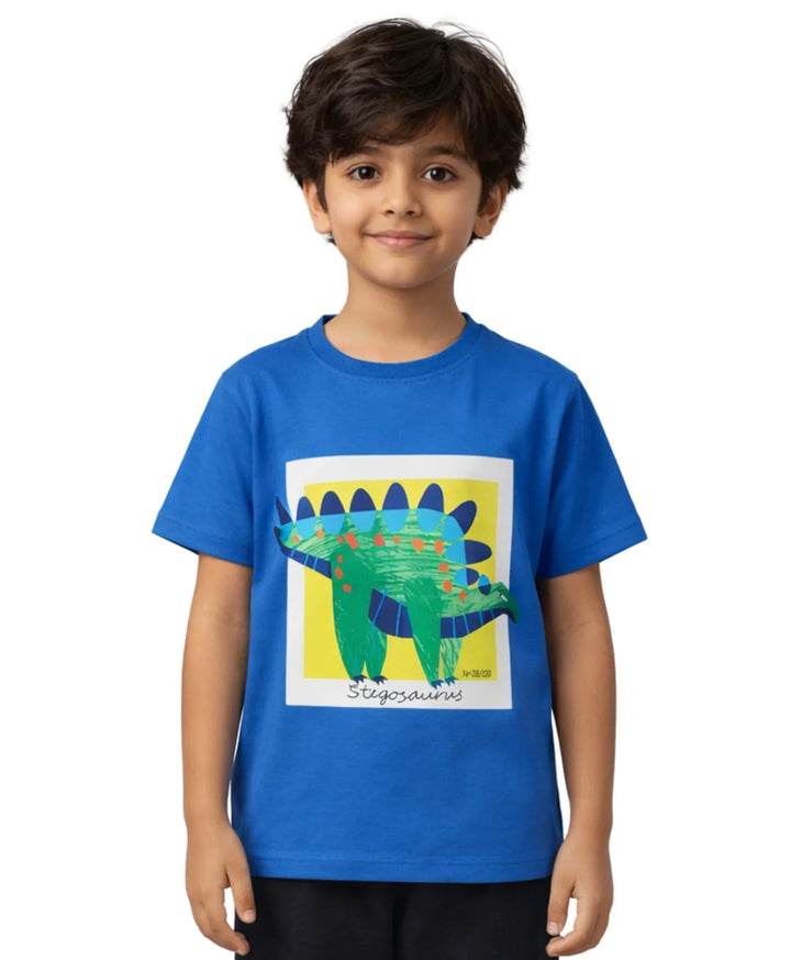 Stegosaurus Royal Short Sleeve Summer Boys T-Shirt - Royal
