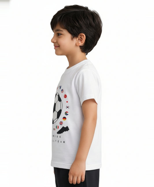 FOOTBALL TEAM SHORT SLEEVE BOYS T-SHIRT - WHITE