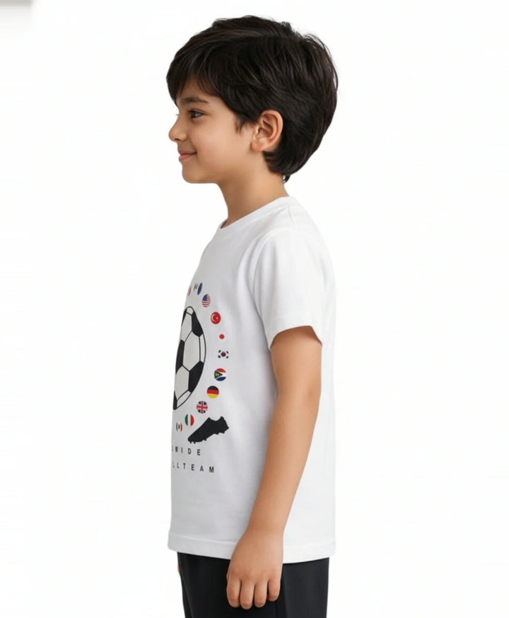 Football Team Short Sleeve Boys T-Shirt - White
