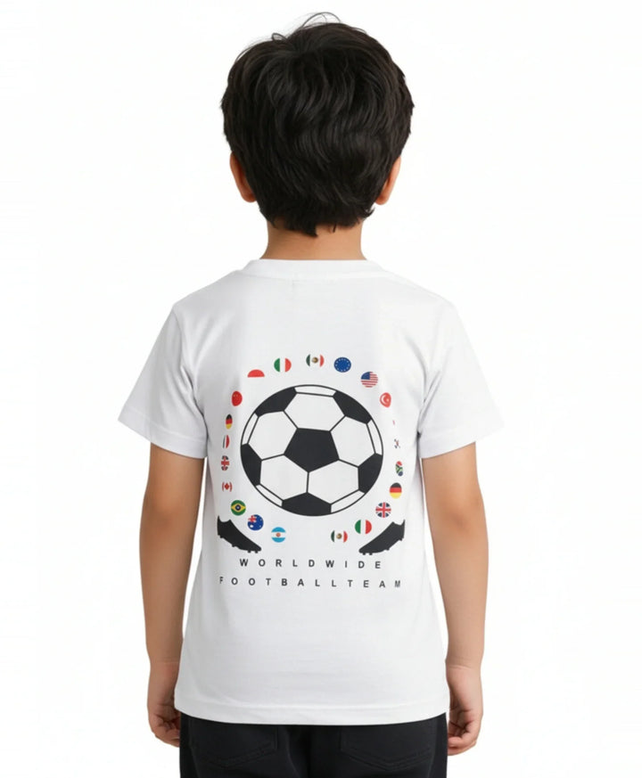 Football Team Short Sleeve Boys T-Shirt - White