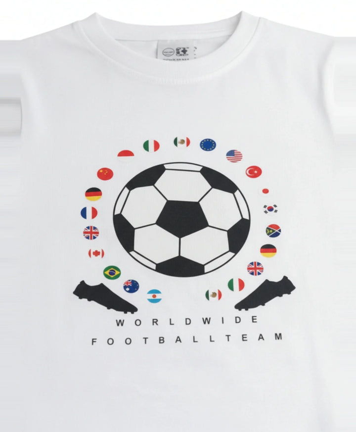 Football Team Short Sleeve Boys T-Shirt - White