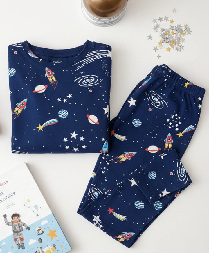 SOLAR SYSTEM DREAMS LONG SLEEVES PYJAMA SET - BLUE - Anthrilo 