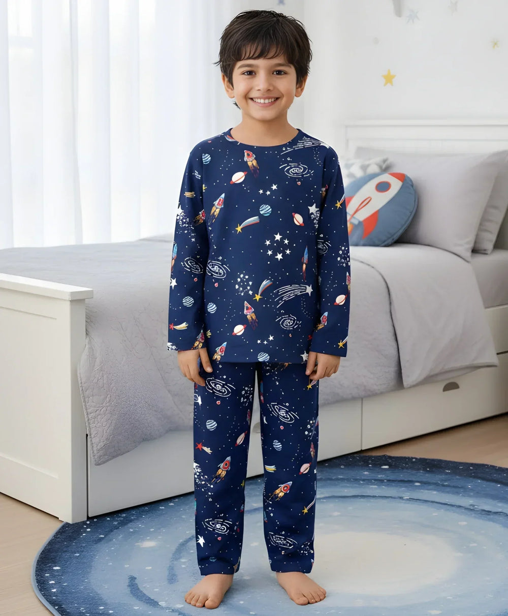 SOLAR SYSTEM DREAMS LONG SLEEVES PYJAMA SET - BLUE - Anthrilo 