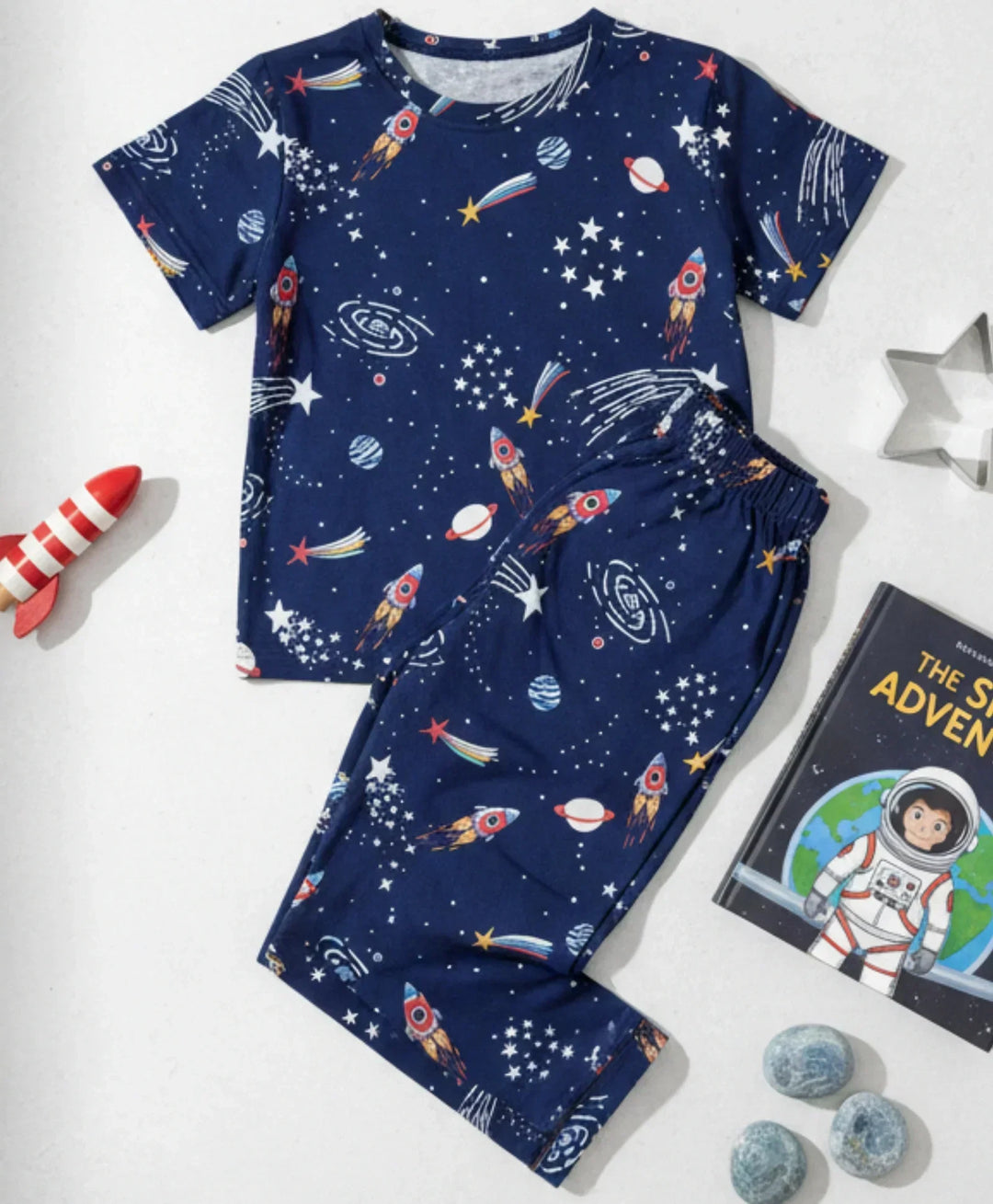 Solar Dreams Girls Short Sleeve Pyjama Set - Navy