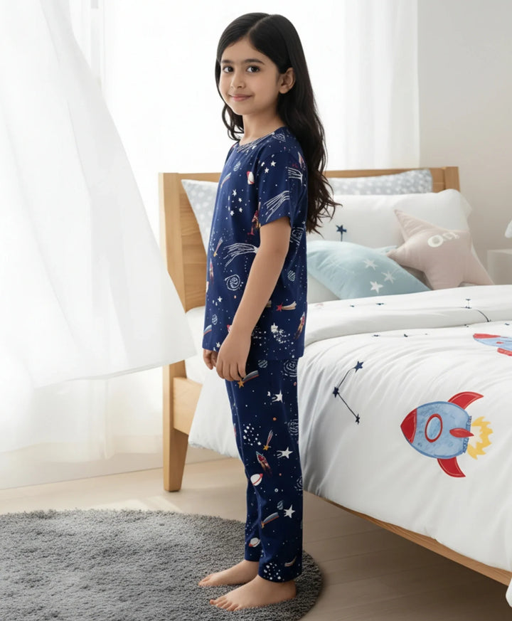 Solar Dreams Short Sleeve Pyjama Set - Blue