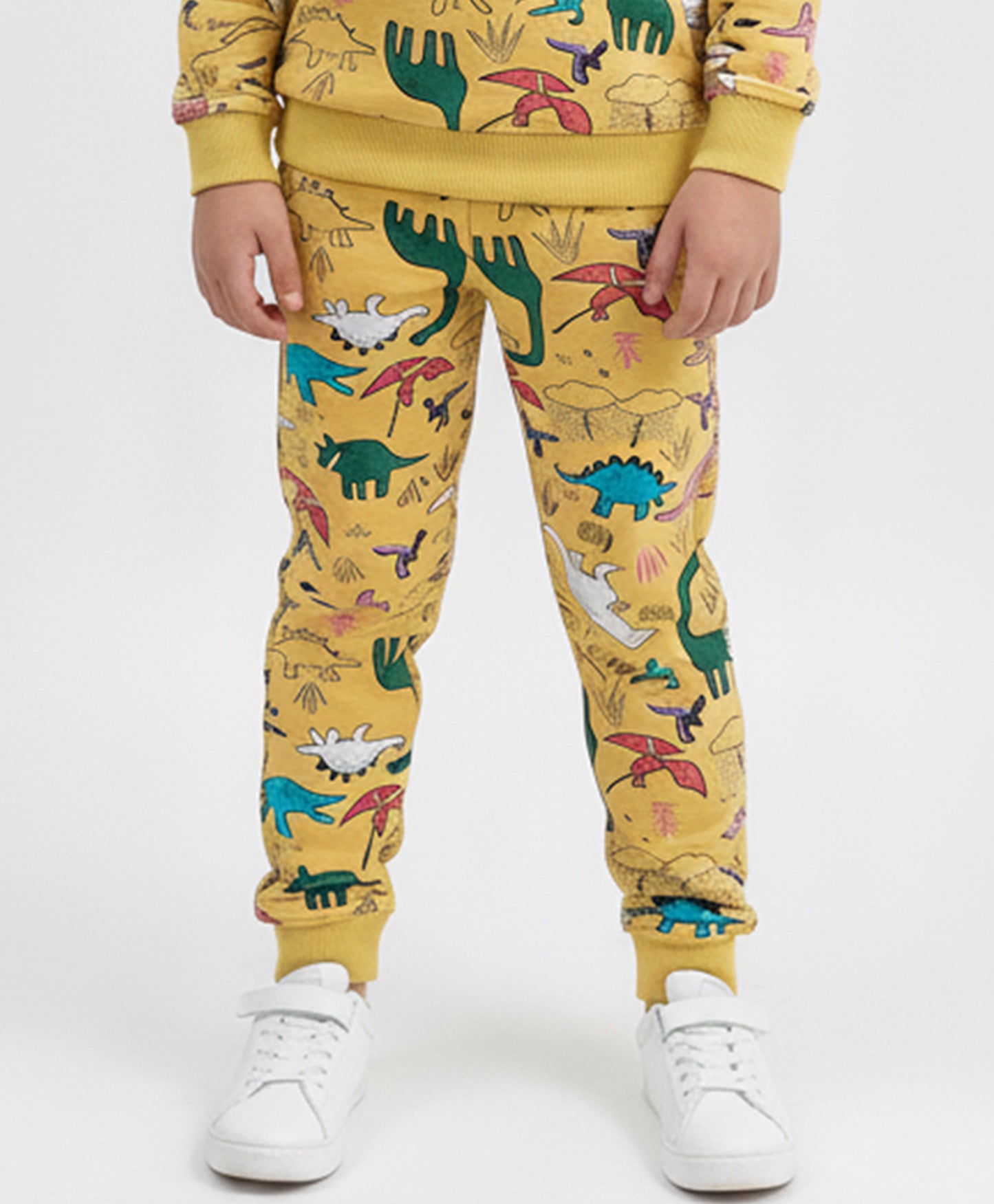 RAINING DINOSAUR BOYS FLEECE JOGGER - YELLOW