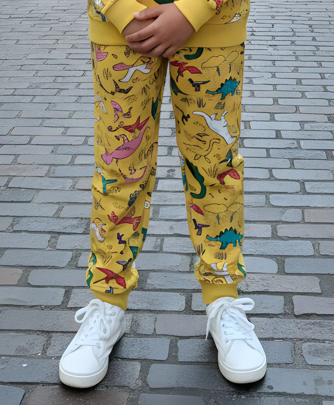 RAINING DINOSAUR BOYS FLEECE JOGGER - YELLOW - Anthrilo 