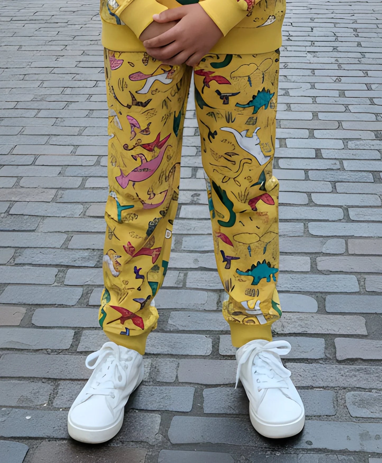 RAINING DINOSAUR BOYS FLEECE JOGGER - YELLOW