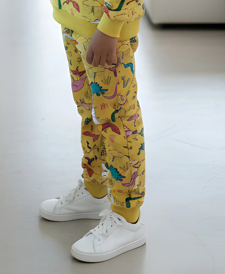 RAINING DINOSAUR BOYS FLEECE JOGGER - YELLOW - Anthrilo 