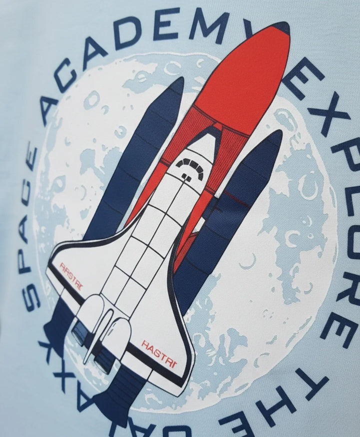 SPACE ROCKET PRINT BOYS LONG SLEEVE T-SHIRT - SKY - Anthrilo 