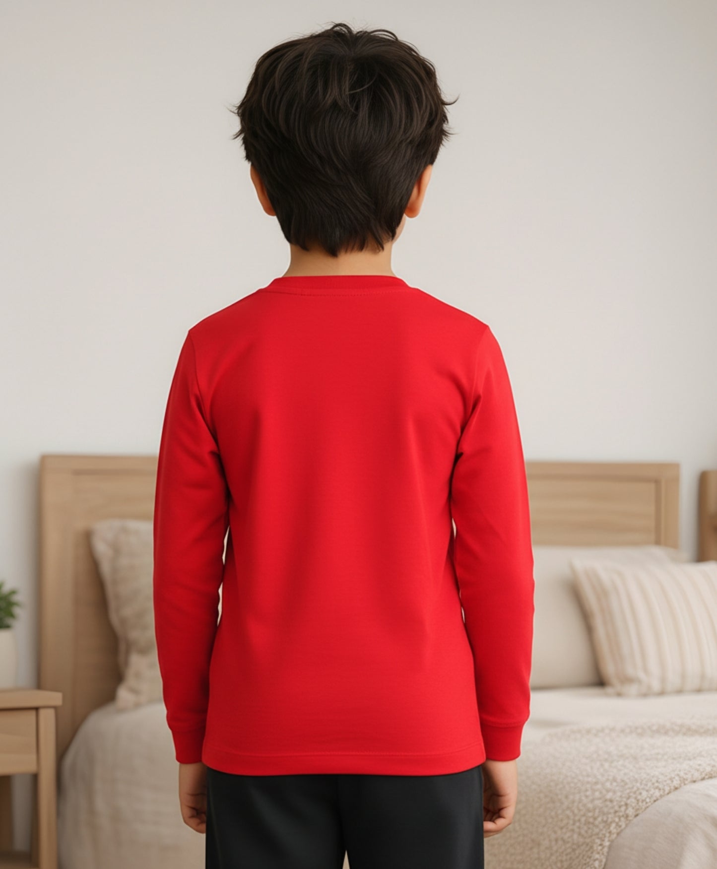 T-REX PRINT BOYS LONG SLEEVE T-SHIRT - RED