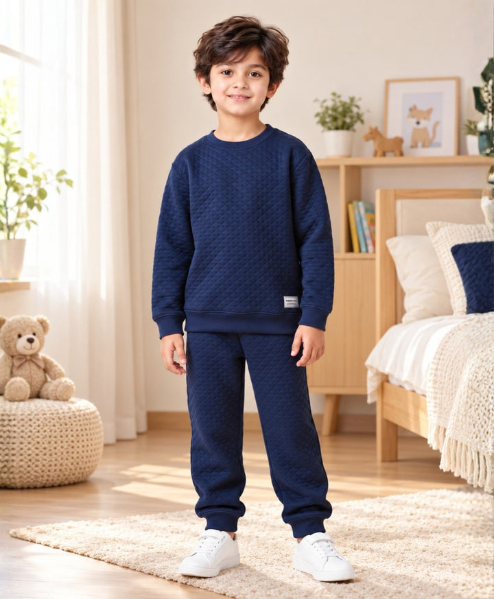 MINIMAL ESSENTIALS FLEECE SWEATSHIRT JOGGER SET - NAVY