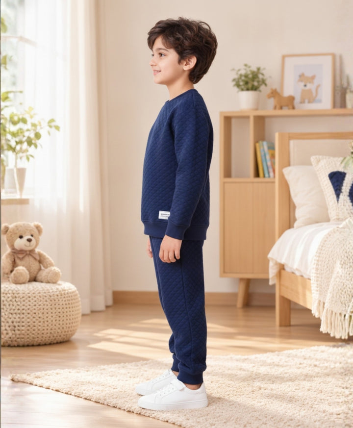 MINIMAL ESSENTIALS FLEECE SWEATSHIRT JOGGER SET - NAVY