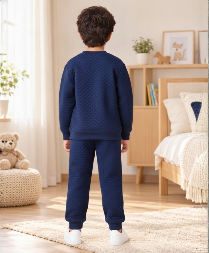 MINIMAL ESSENTIALS FLEECE SWEATSHIRT JOGGER SET - NAVY