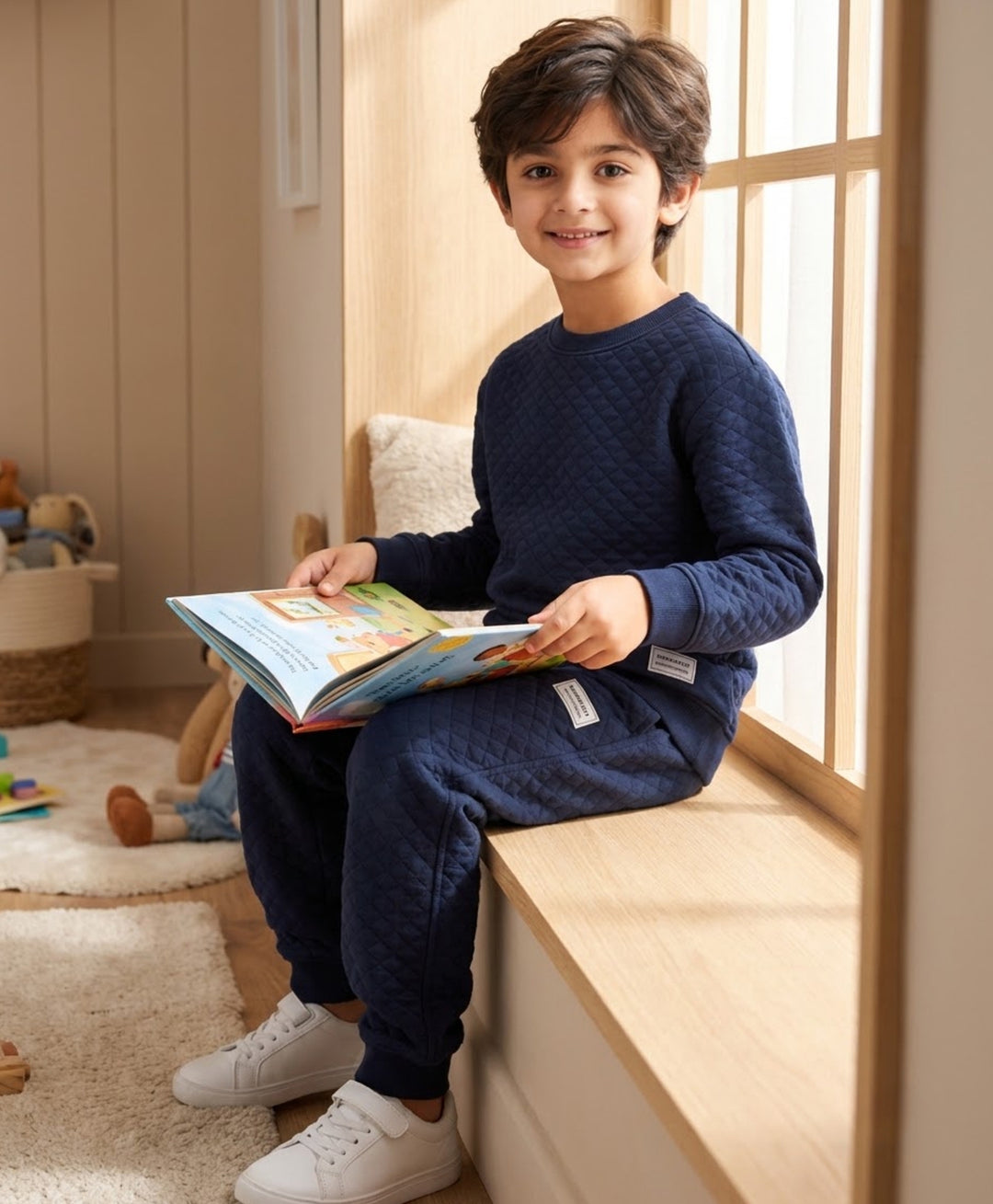 MINIMAL ESSENTIALS FLEECE SWEATSHIRT JOGGER SET - NAVY
