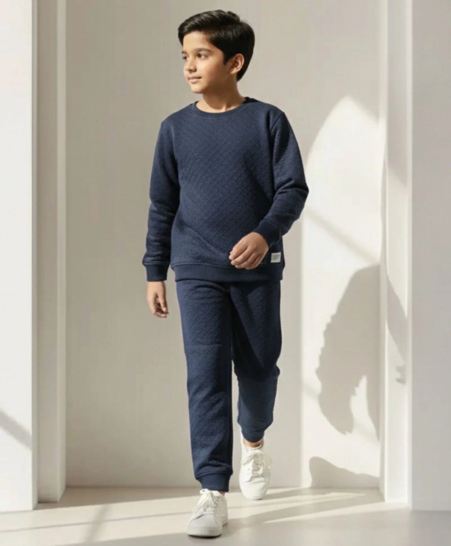 MINIMAL ESSENTIALS FLEECE SWEATSHIRT JOGGER SET - NAVY