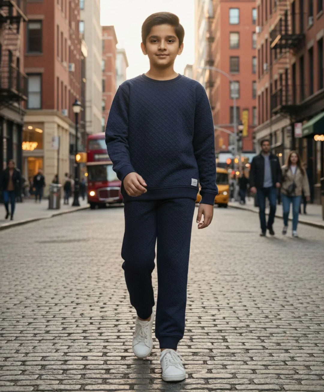 MINIMAL ESSENTIALS FLEECE SWEATSHIRT JOGGER SET - NAVY - Anthrilo 