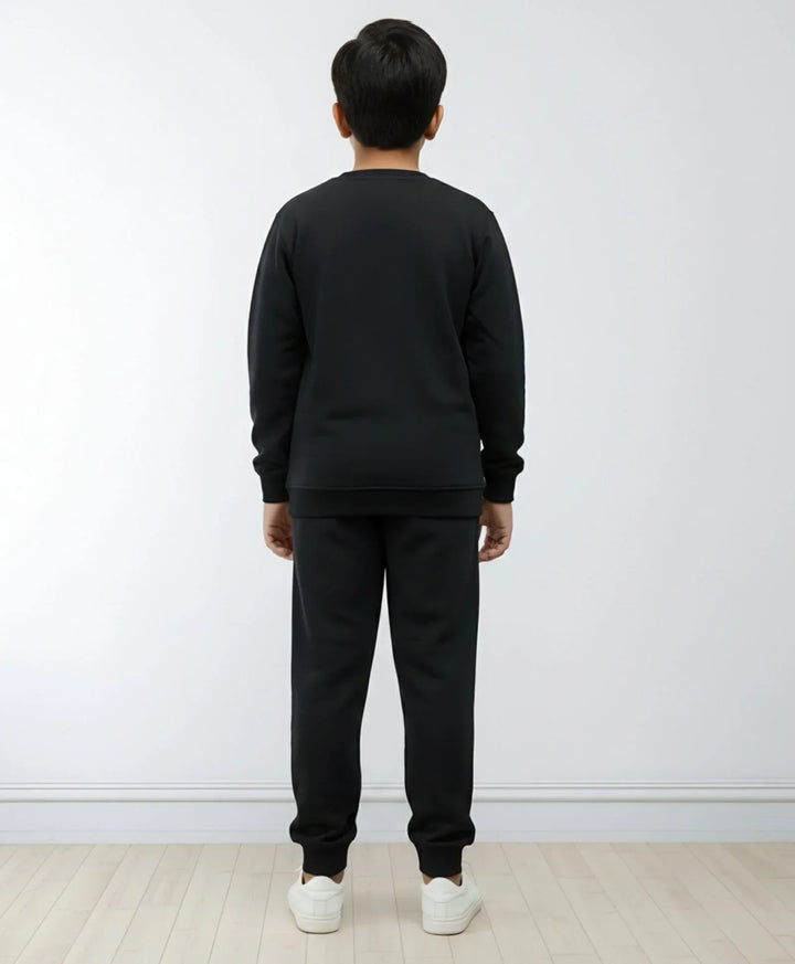 REBEL ESSENTIALS FLEECE SWEATSHIRT JOGGER SET - BLACK - Anthrilo 