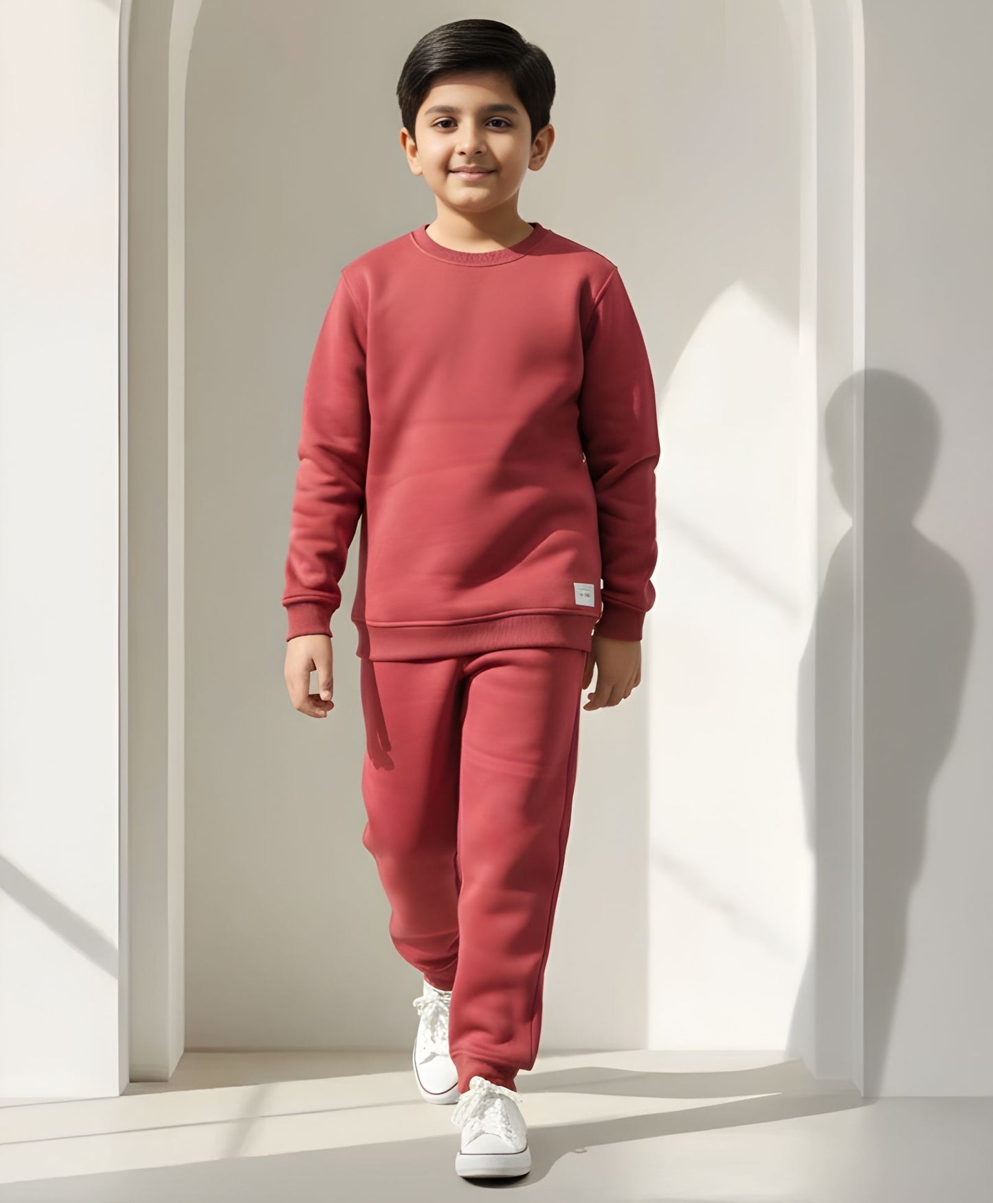 BEYOND BASIC FLEECE SWEATSHIRT JOGGER SET- WINE