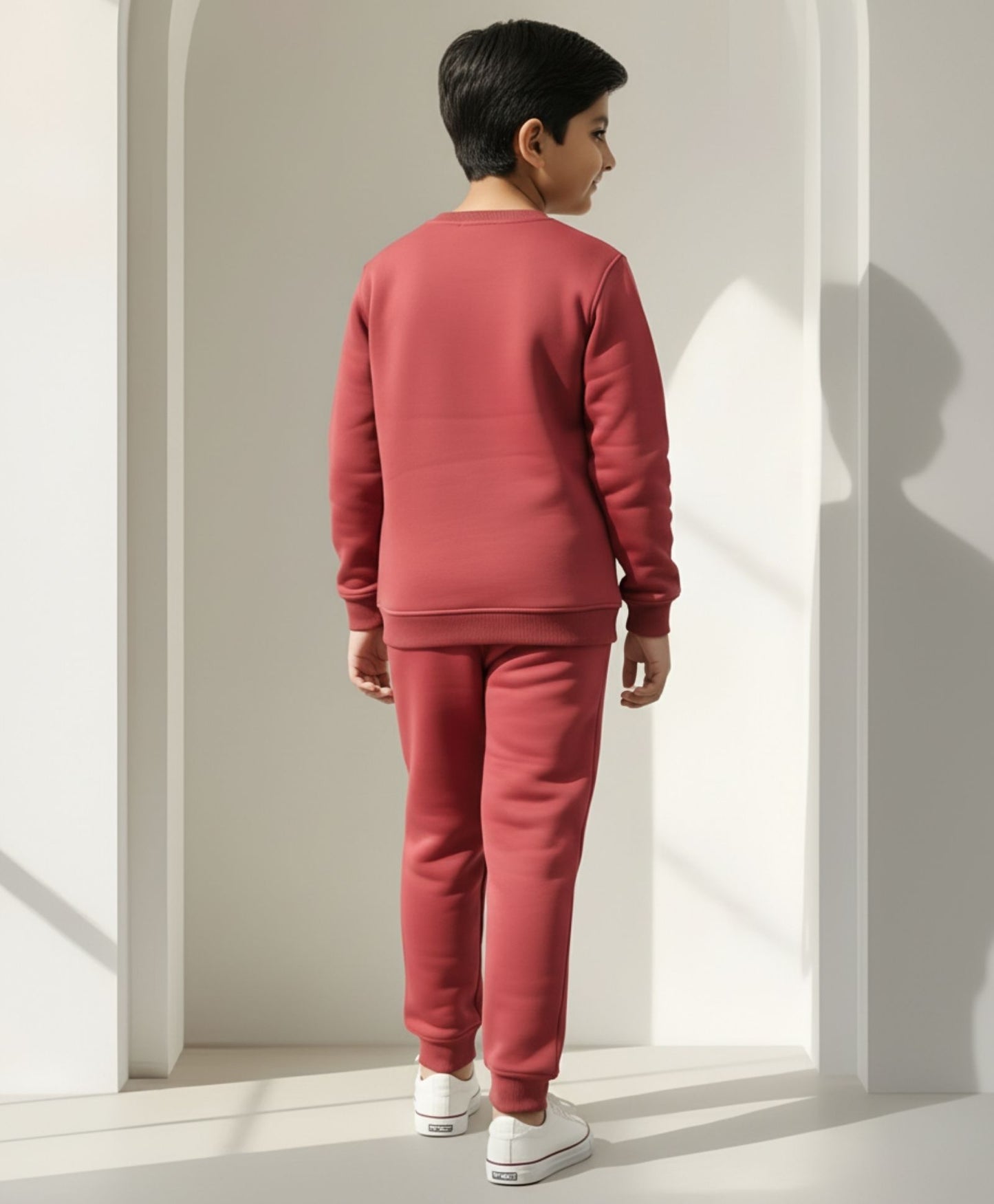 BEYOND BASIC FLEECE SWEATSHIRT JOGGER SET- WINE