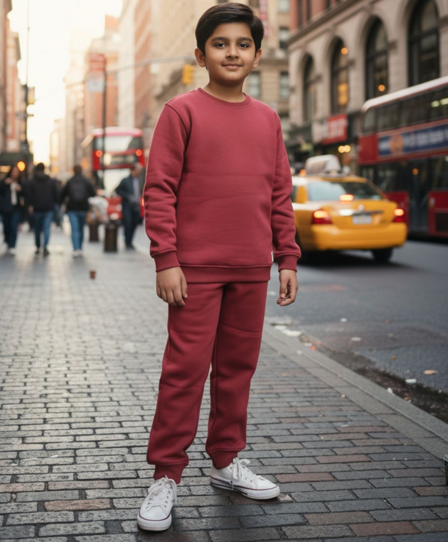 BEYOND BASIC FLEECE SWEATSHIRT JOGGER SET- WINE