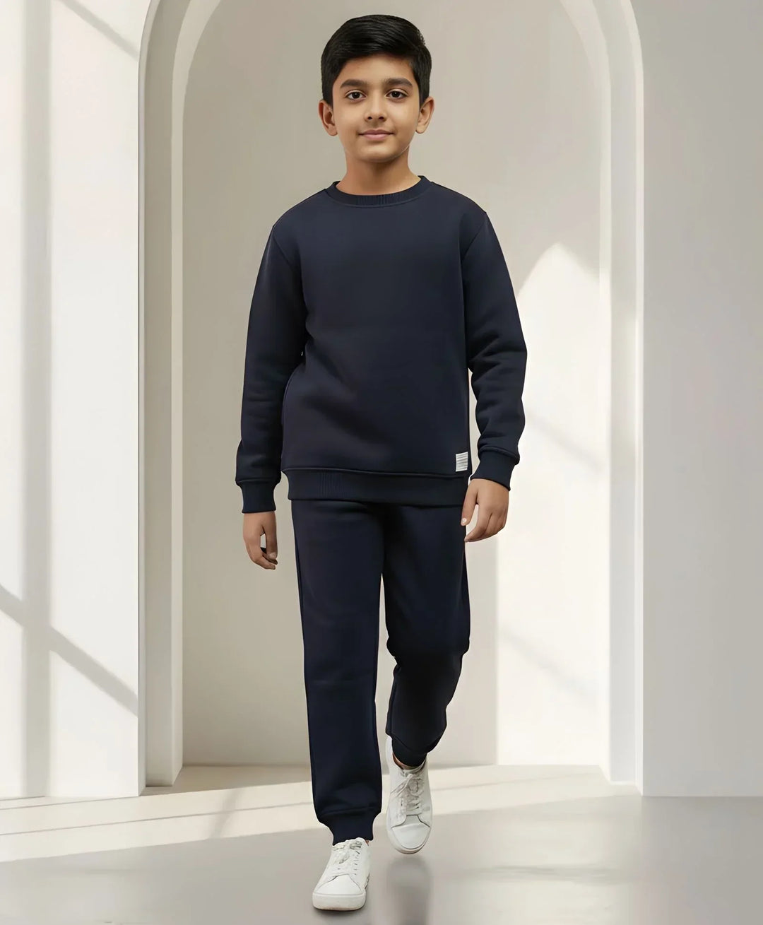 UNBOUND ESSENTIALS FLEECE SWEATSHIRT JOGGER SET - NAVY - Anthrilo 