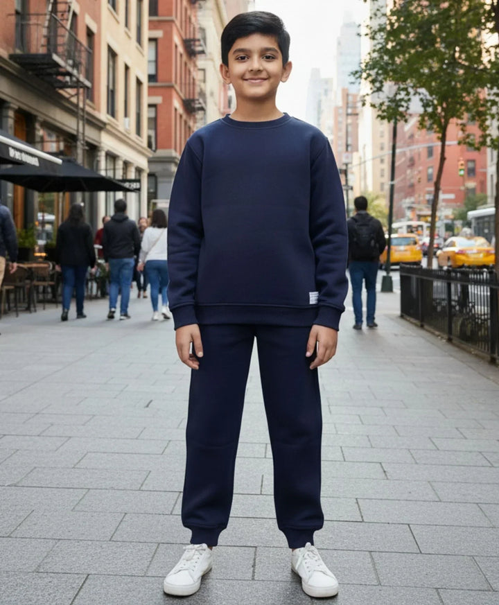 UNBOUND ESSENTIALS FLEECE SWEATSHIRT JOGGER SET - NAVY - Anthrilo 
