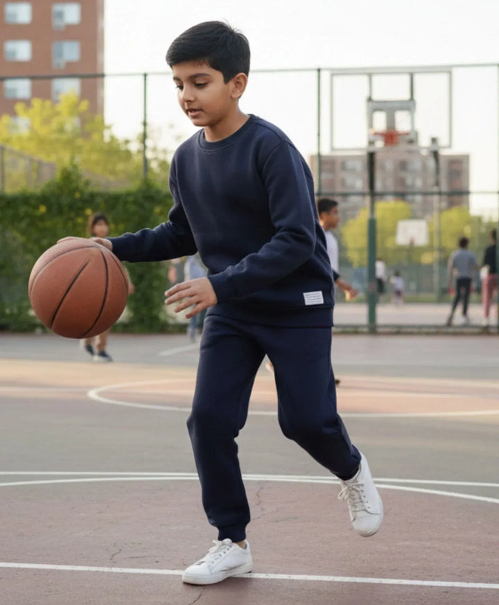 UNBOUND ESSENTIALS FLEECE SWEATSHIRT JOGGER SET - NAVY - Anthrilo 